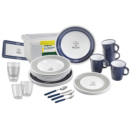Tableware set - All Inclusive Nautical 36-piece Melamine Dinnerware Set