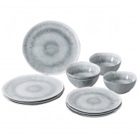 Melamine And Stone Dinnerware Set Midday Odette Pearl 12pcs