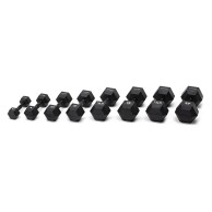 Set Of 8 Pairs Of Hexagonal Rubberized Dumbbells 2.5-20kg With Burnished Grip