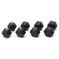 Set Of 4 Pairs Of Hexagonal Rubberized Dumbbells 32.5-40kg With Burnished Grip