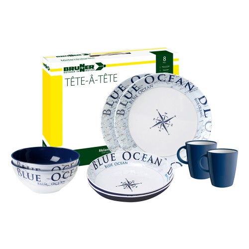 Tableware set - Melamine Tableware Set Tête-à-tête Blue Ocean 8pcs