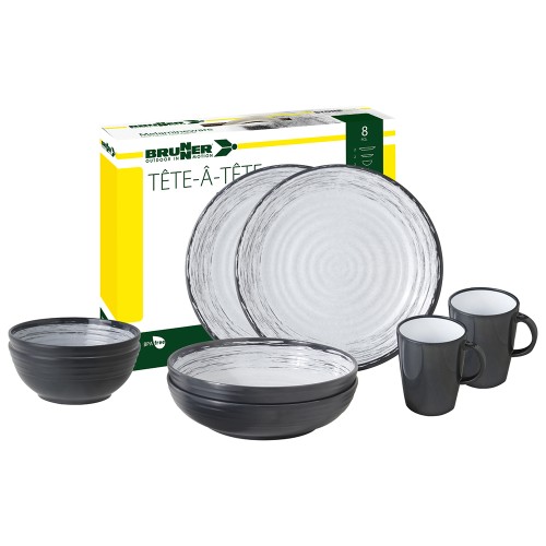 Camping - Melamine Tableware Set Tête-à-tête Granada 8pcs