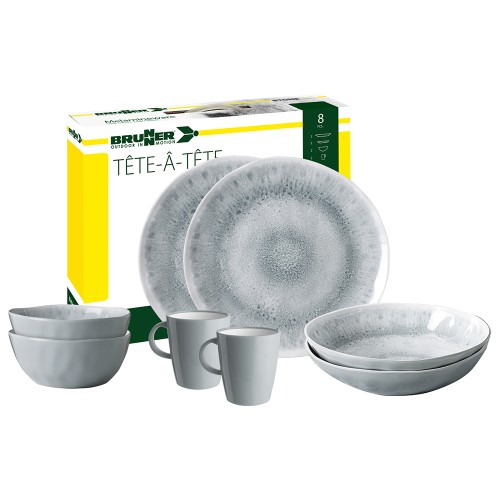 Tableware set - Tête-à-tête Melamine Dinnerware Set Pearl 8pcs