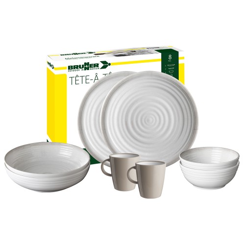 Tableware set - Melamine Tableware Set Tête-à-tête Savana Gray 8pcs