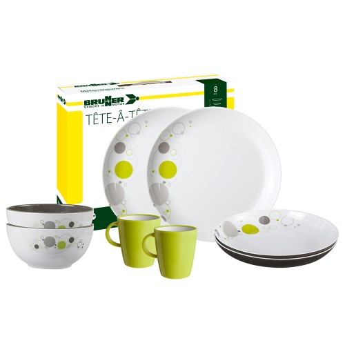 Camping - Tête-à-tête Space 8-piece Melamine Dinnerware Set