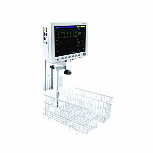 Sanitary trolleys - Wall Support With Basket For Patient Monitors