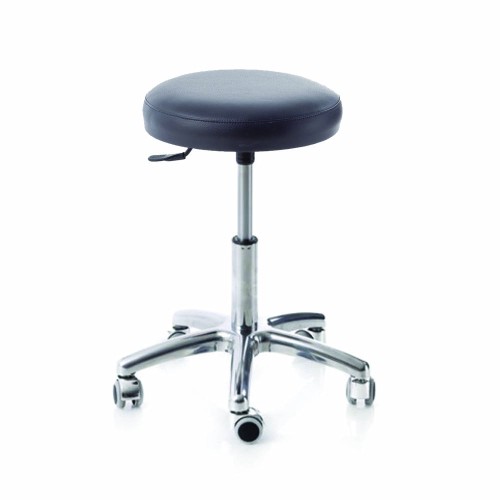 Clinic Chairs and Stools - Upholstered Stool With Aluminum Base And 14cm Gas Lift Piston