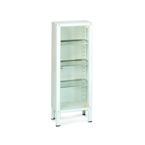 Clinic furniture - Showcase Cabinet 1 Door 3 Shelves In Stainless Steel 53x36x144h