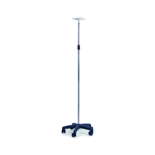 Poles for IV/Hypodermoclysis - Pole In Steel With Wheels And 4 Plastic Hooks