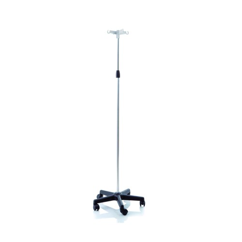 Medical - Pole In Aluminum With Wheels And 4 Plastic Hooks