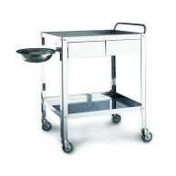 Stainless Steel Dressing Trolley 70x50x80h 2 Drawers For Basin And Basin