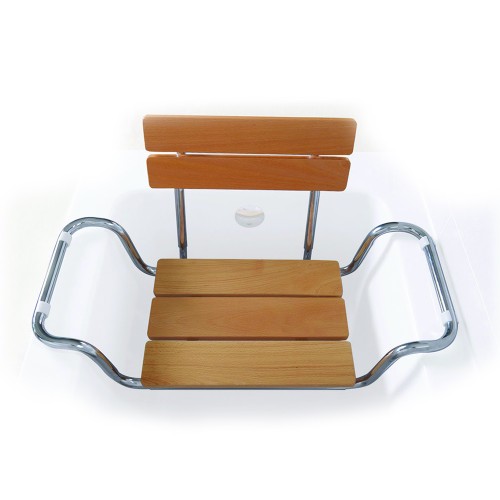 Home Care - Onda Seat For Bathroom / Bathtub In Wood With Backrest