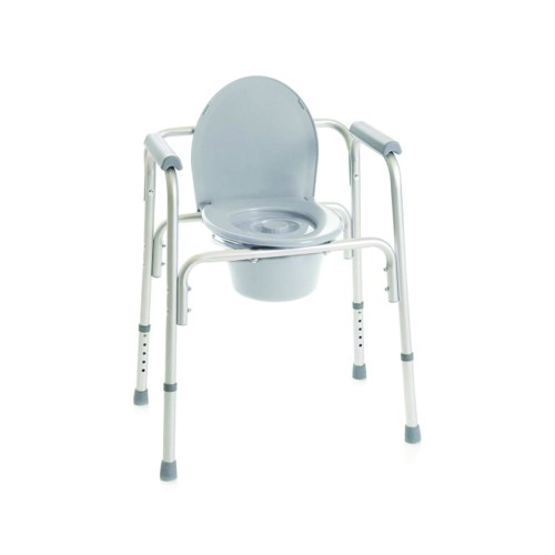 Chaises de toilette et de douche - Chaise Fixe Wc Confortable En Aluminium 4 Fonctions En 1