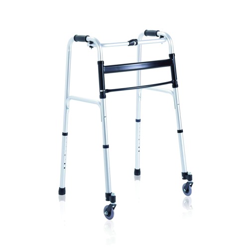 Home Care - Adjustable Foldable Rollator Walker With 2 Swivel Wheels For The Elderly