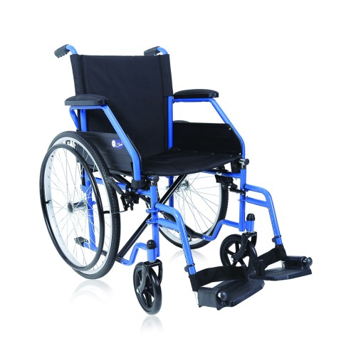Home Care - Sedia A Rotelle Carrozzina Pieghevole Start Blu Ad Autospinta Per Anziani E Disabili