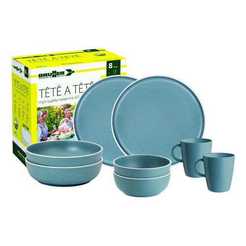 Housewares and Textiles - Melamine Tableware Set Tête-à-tête Dolomit Blue 8 Pcs