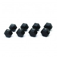 Set Of 4 Pairs Of Hexagonal Rubberized Dumbbells 42.5-50kg With Burnished Grip