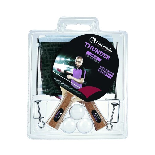 Ping Pong Accessories - Thunder Plus Set 2 Ping Pong Rackets + 3 Balls 1 Star With Net And Net Tensioner