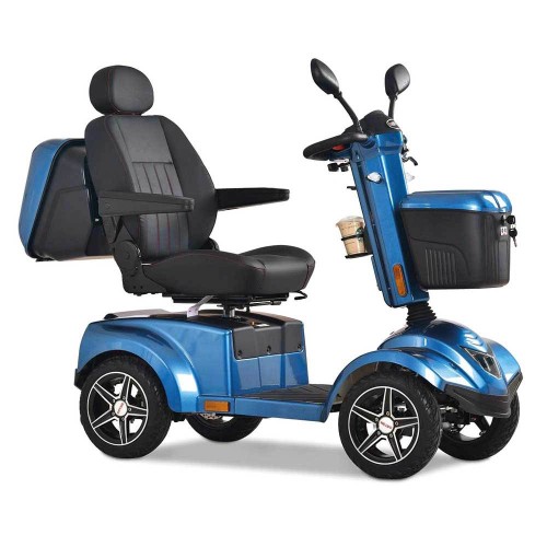 Scooters for the disabled - Ares Blue 4-wheel Electric Scooter For The Disabled And The Elderly With Basket And Lights