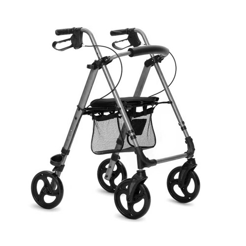 Rollator Walkers - Vienna Folding Rollator Walker With 4 Wheels, Brakes, And Height-adjustable Seat