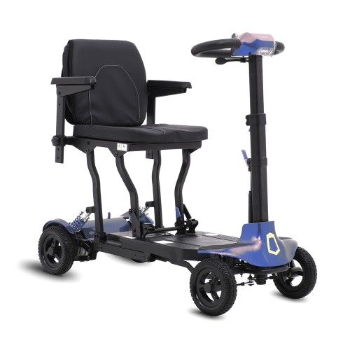 Scooters for the disabled - Regular Blue Folding Electric 4-wheel Scooter For The Elderly And Disabled