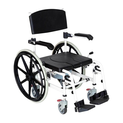 Toilet and shower chairs - Self-propelled Shower Chair With Removable Toilet In Aluminum	