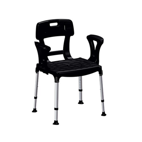Toilet and shower chairs - Comfortable King Toilet Chair With Backrest And Black Armrests