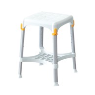 King Size Square Bathroom Stool With Tray And Adjustable Height White
