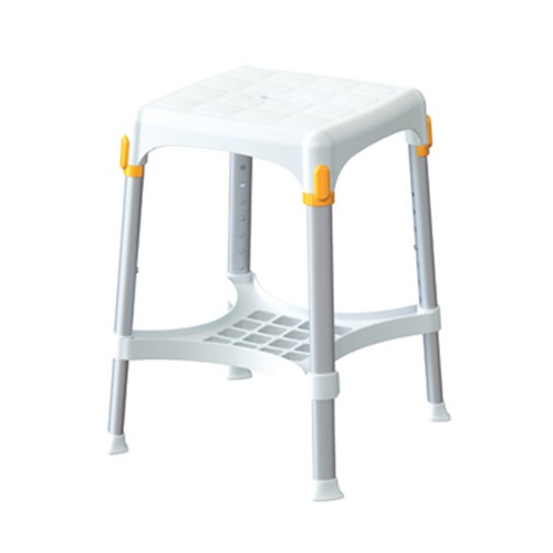 Bath and shower chairs - King Size Square Bathroom Stool With Tray And Adjustable Height White