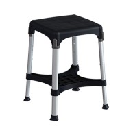 King Size Square Black Bathroom Stool With Tray And Adjustable Height