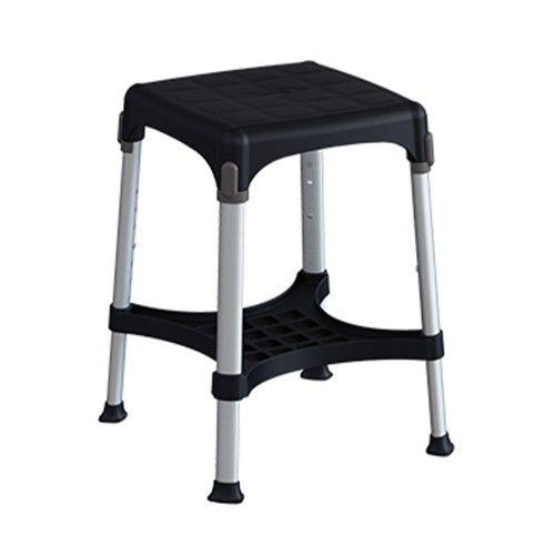 Bath and shower chairs - King Size Square Black Bathroom Stool With Tray And Adjustable Height