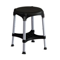 King Size Round Black Bathroom Stool With Tray And Adjustable Height