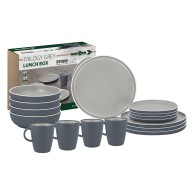 Trilogy Gray Melamine Lunch Box Dinnerware Set