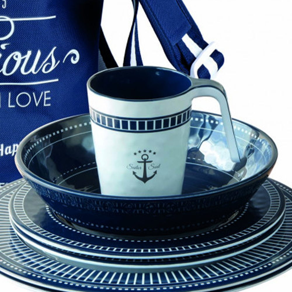 Tableware set - Marine Business Sailor Soul Melamine Tableware Set 16 Pcs + Basket