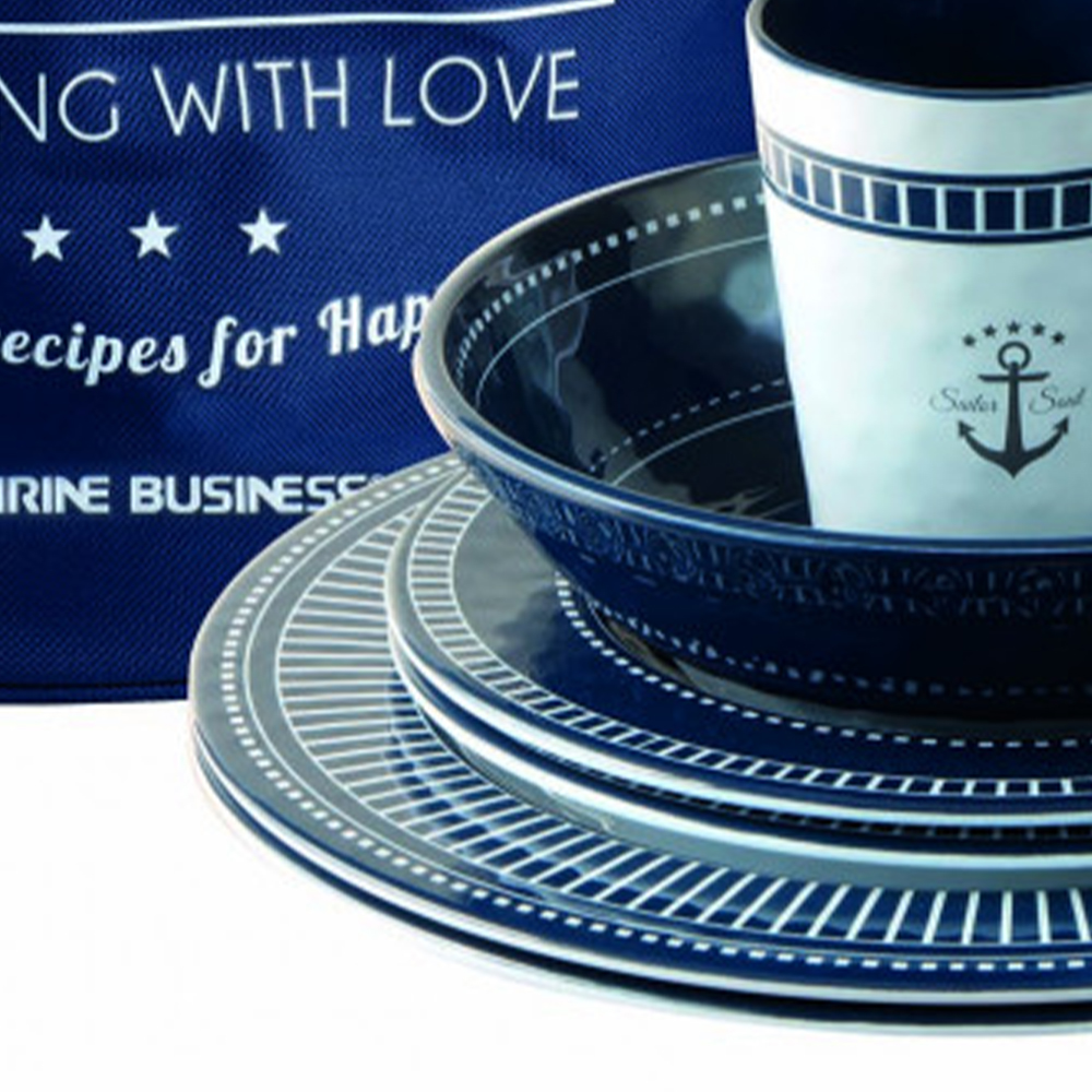 Tableware set - Marine Business Sailor Soul Melamine Tableware Set 16 Pcs + Basket