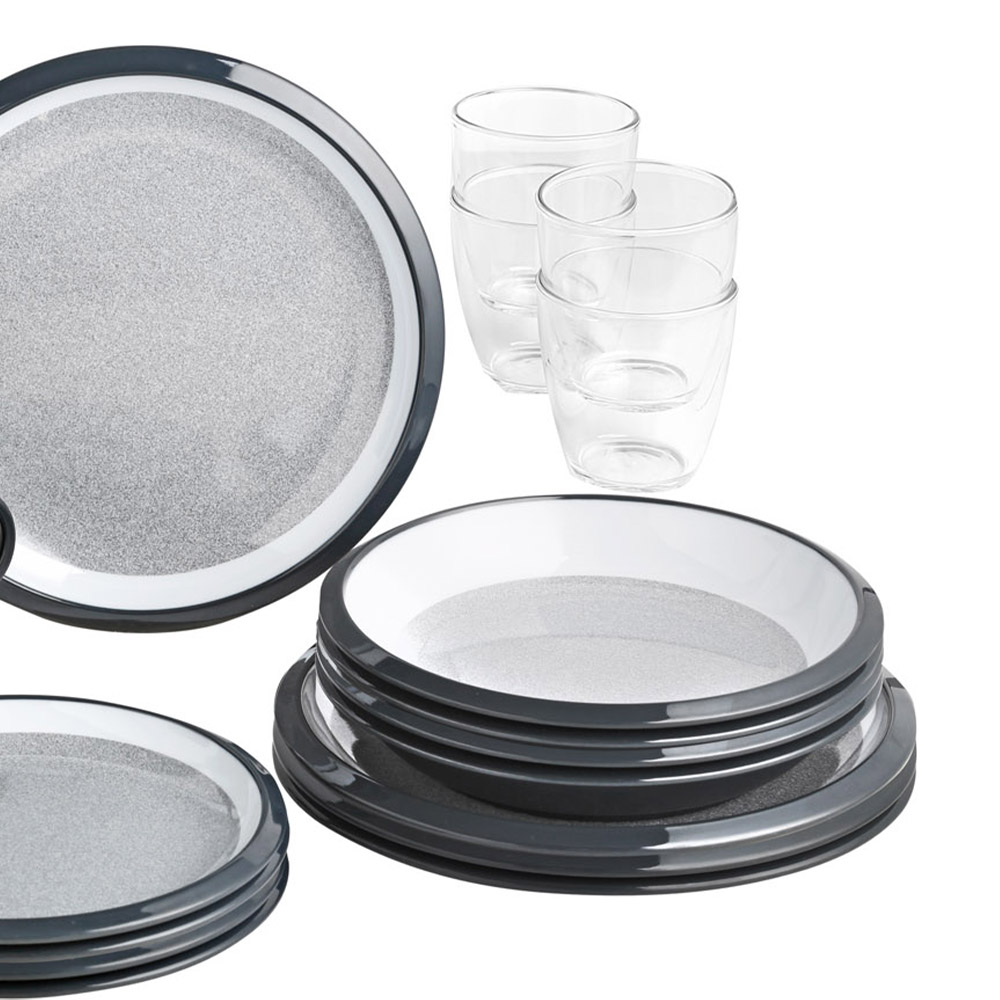 Tableware set - Brunner All Inclusive Granyte 36-piece Melamine Dinnerware Set
