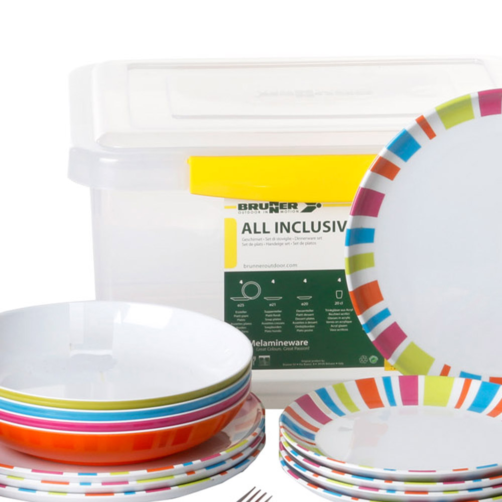 Tableware set - Brunner All Inclusive Spectrum 36-piece Melamine Dinnerware Set