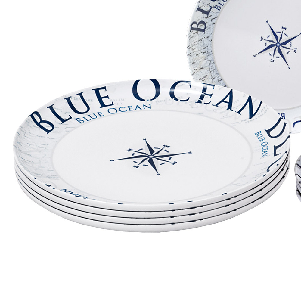 Tableware set - Brunner Melamine Dinnerware Set Blue Ocean 16 Pieces