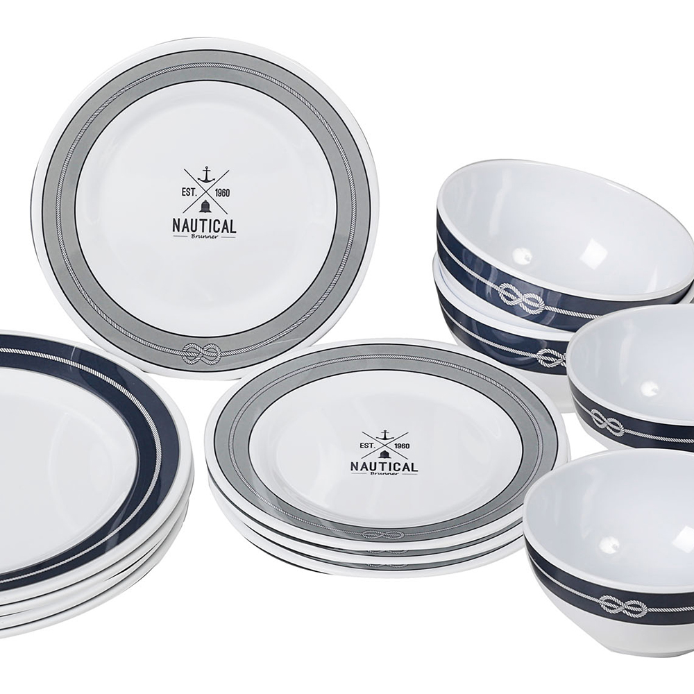 Tableware set - Brunner Midday Nautical 12pc Melamine Dinnerware Set