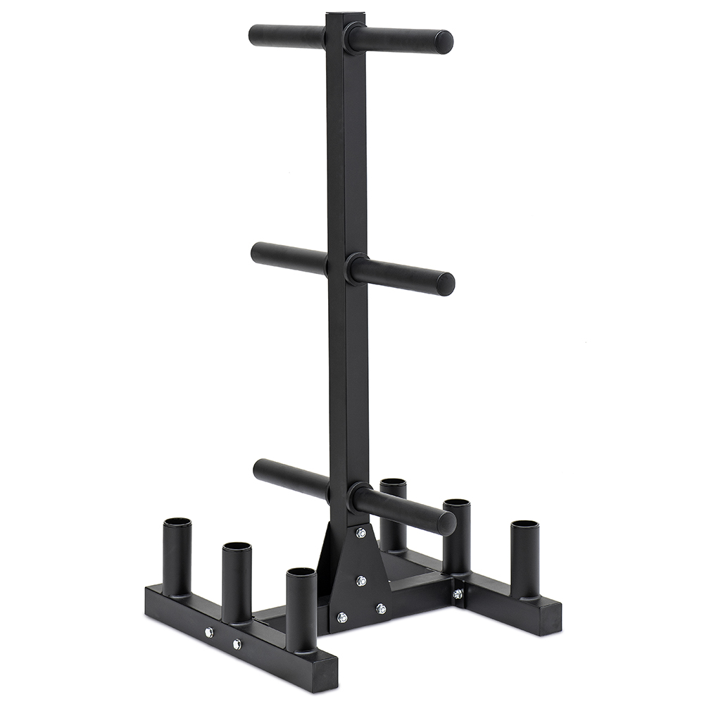 Weights Rack and Dumbbells - Diamond Disc Rack Bumper And Barbells 6 Arms 60 X 60 X 126 Cm