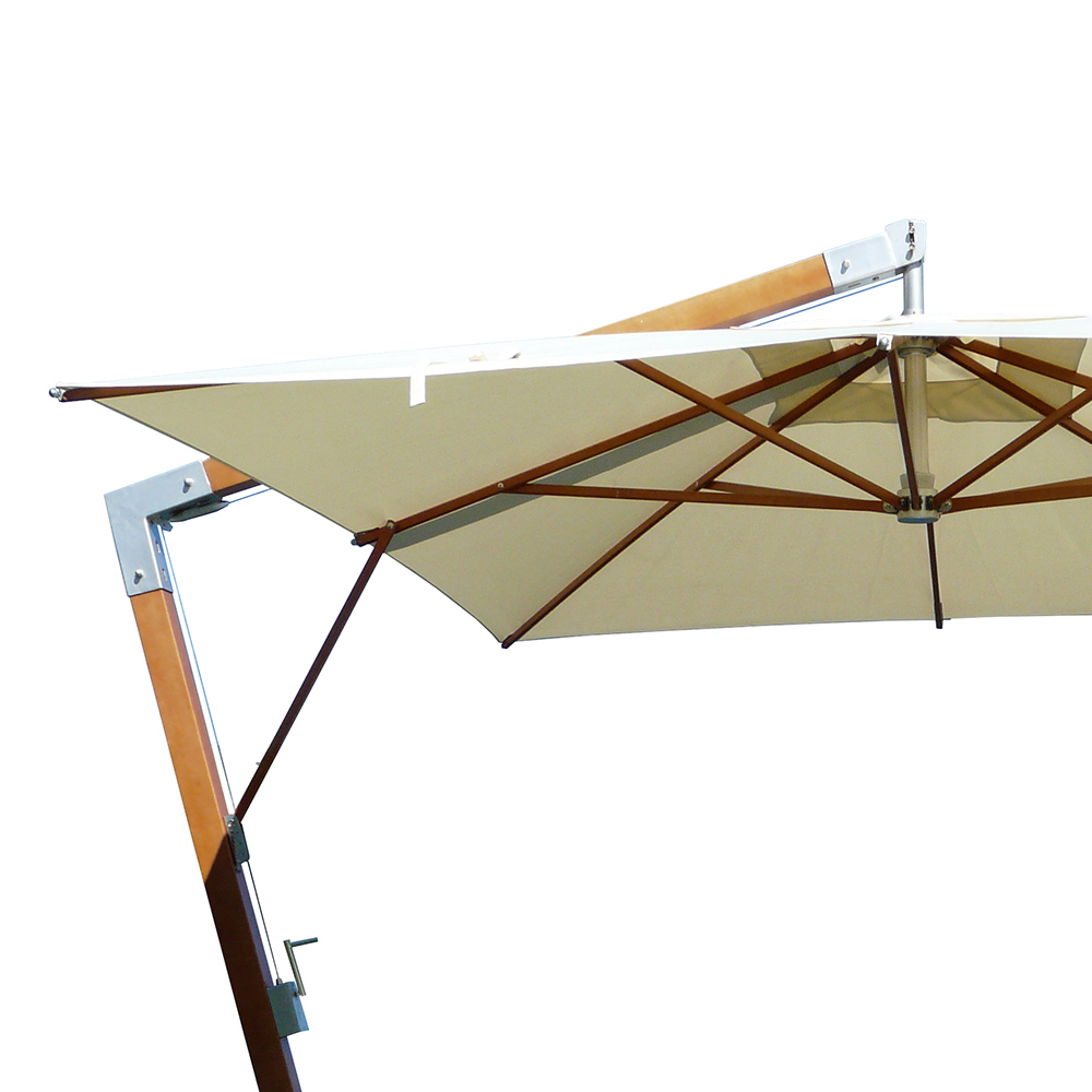Outdoor umbrellas - Maffei Fibrasol Wood Garden Umbrella In Polyma 400x400cm Side Pole 91/91mm