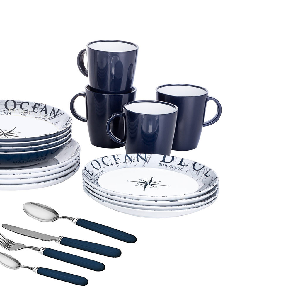 Tableware set - Brunner All Inclusive Blue Ocean Melamine Dinnerware Set 36 Pcs
