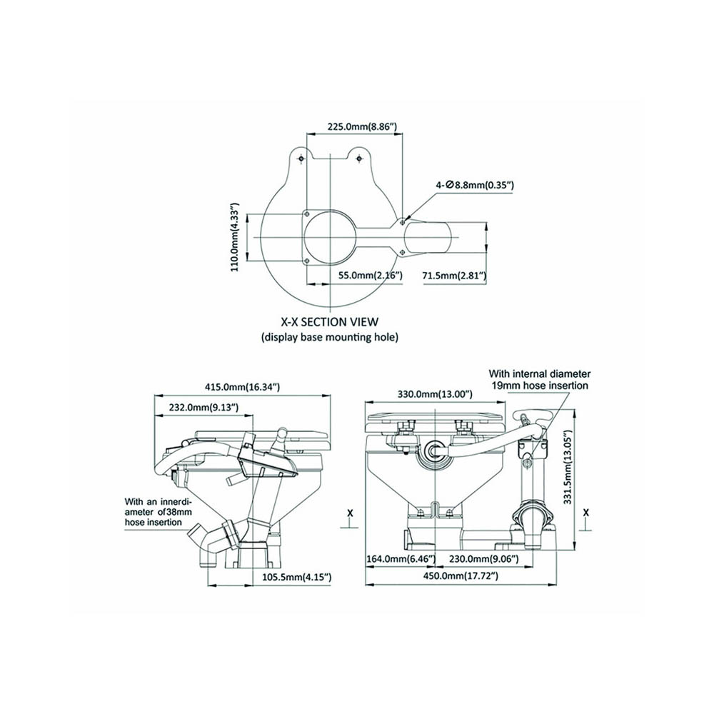 WC y WC químico - SeaFlo Inodoro Manual Serie Compacta