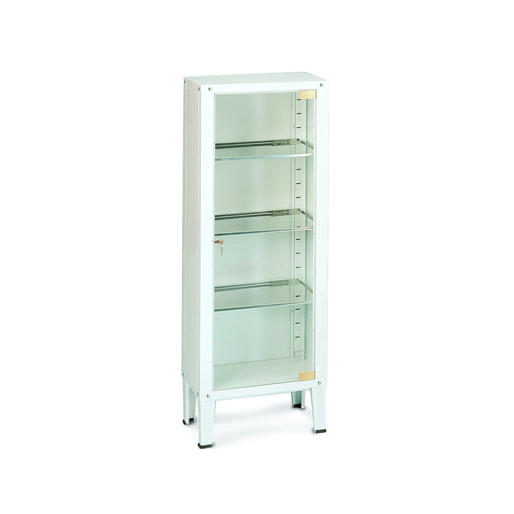 Clinic furniture - Skema Showcase Cabinet 1 Door 3 Shelves In Stainless Steel 53x36x144h