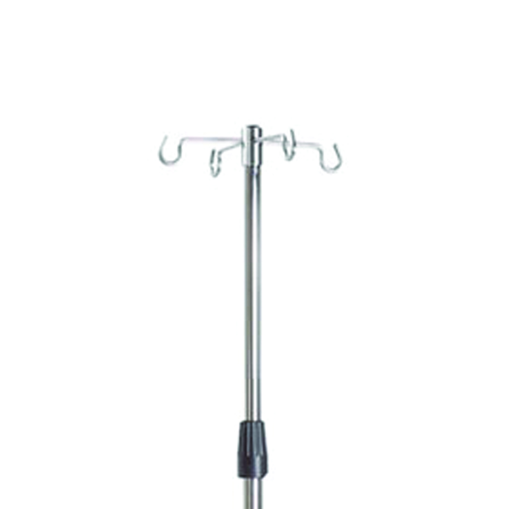 Poles for IV/Hypodermoclysis - Skema Pole In Steel With Wheels And 4 Stainless Steel Hooks