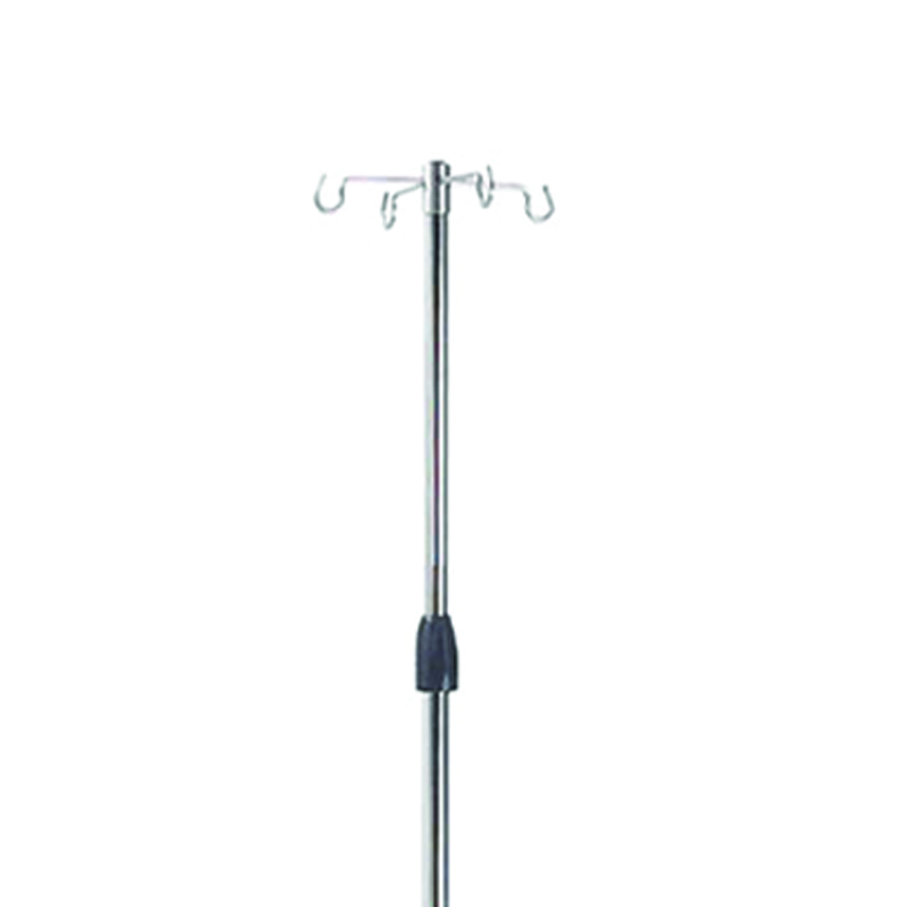 Poles for IV/Hypodermoclysis - Skema Pole With 4 Stainless Steel Hooks With Aluminum Base And Wheels