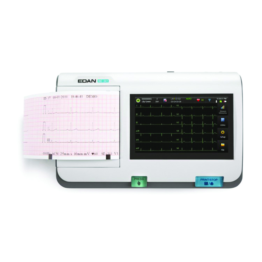 electrocardiógrafos - Edan Pantalla Táctil De Electrocardiógrafo Ecg Interpretativo De 3 Canales Pro Se-301