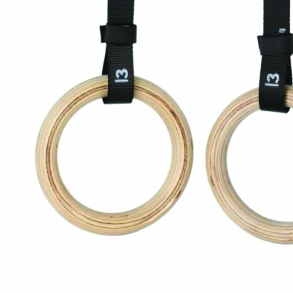 Functional Training - Toorx Pair Of Gymnastic Rings In Beech Wood With Adjustable Nylon Straps