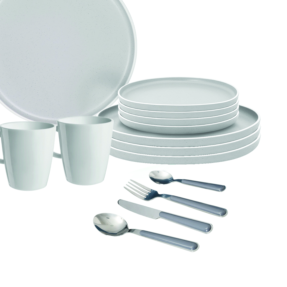 Tableware set - Brunner All Inclusive Dolomit White 36pcs Colored Melamine Dinnerware Set