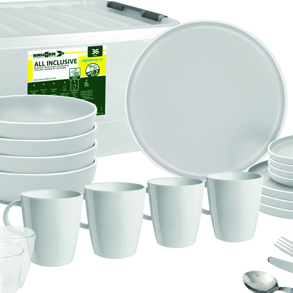 Tableware set - Brunner All Inclusive Dolomit White 36pcs Colored Melamine Dinnerware Set